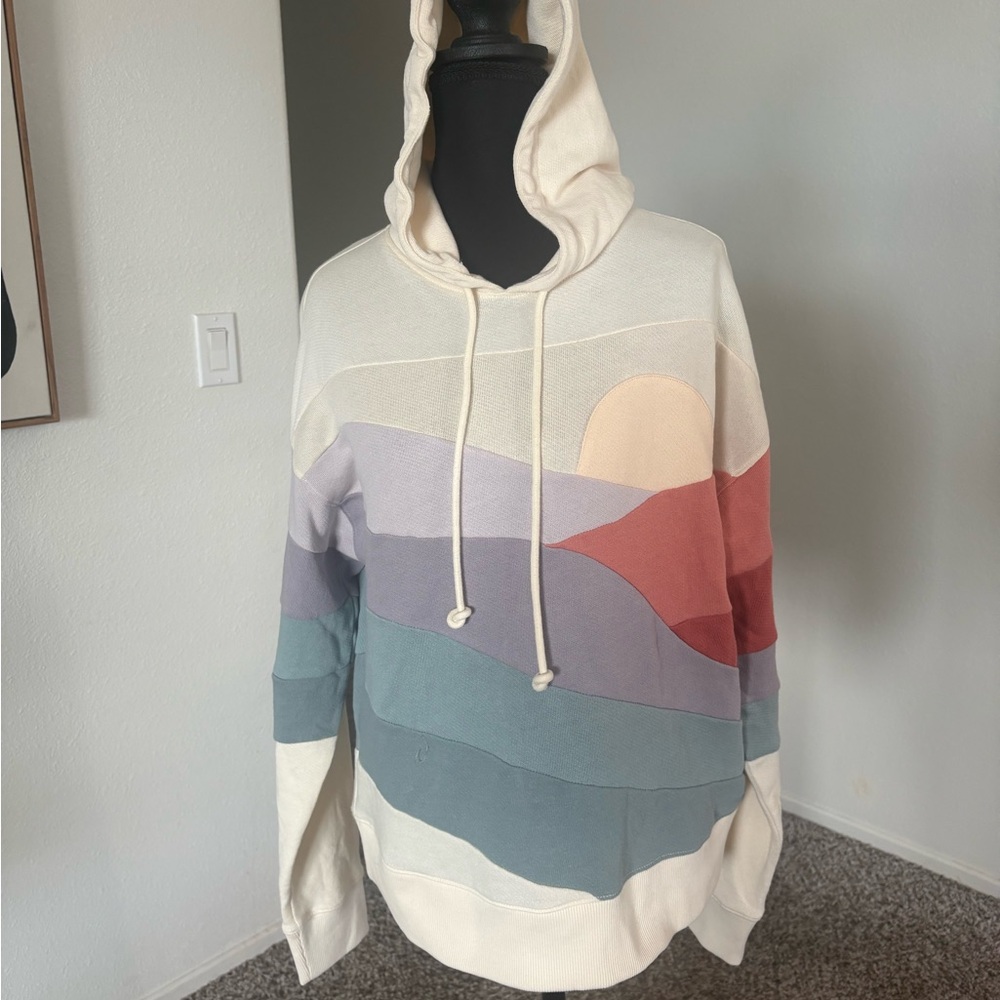 Faherty Cream Hoodie with Multicolor Landscape Design